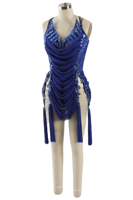 Elegant Blue Latin Costume