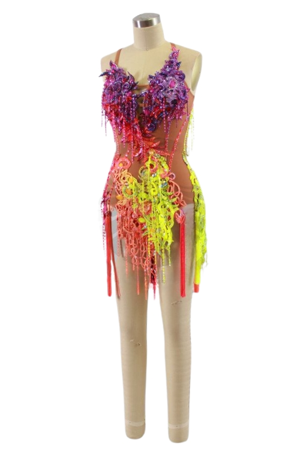 Stunning Multicolored Lace Rhythm Dress