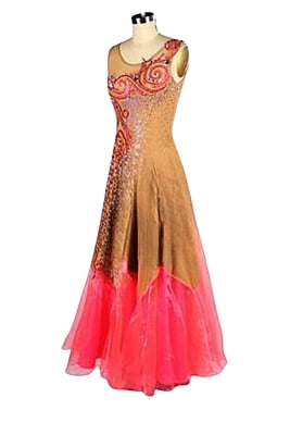 Beautiful Nude Bodice Coral Smooth Dress