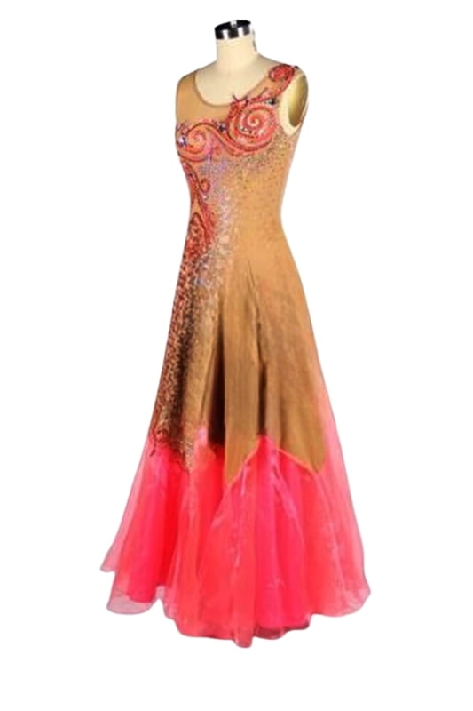 Beautiful Nude Bodice Coral Smooth Dress Beautiful Nude Bodice Coral Smooth Dress