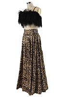 Fantastic Smooth Animal Print Skirt. Boa-trimmed top.