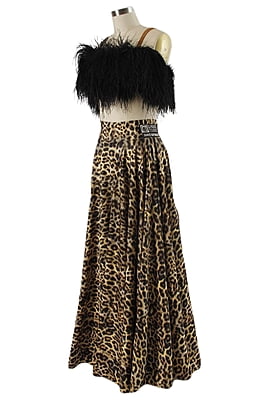 Fantastic Smooth Animal Print Skirt. Boa-trimmed top.