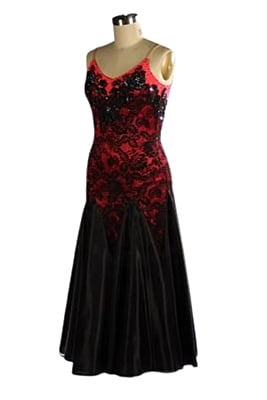 Stunning Red & Black Lace Gown